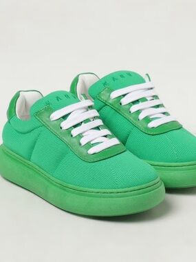 MARNI Green Low-Top Casual Sneakers with White Laces